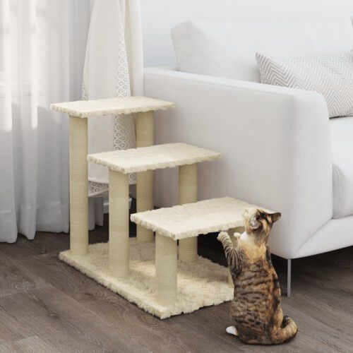 Vidaxl rascador en forma de escalera crema para gatos, , large Imagen numero 3