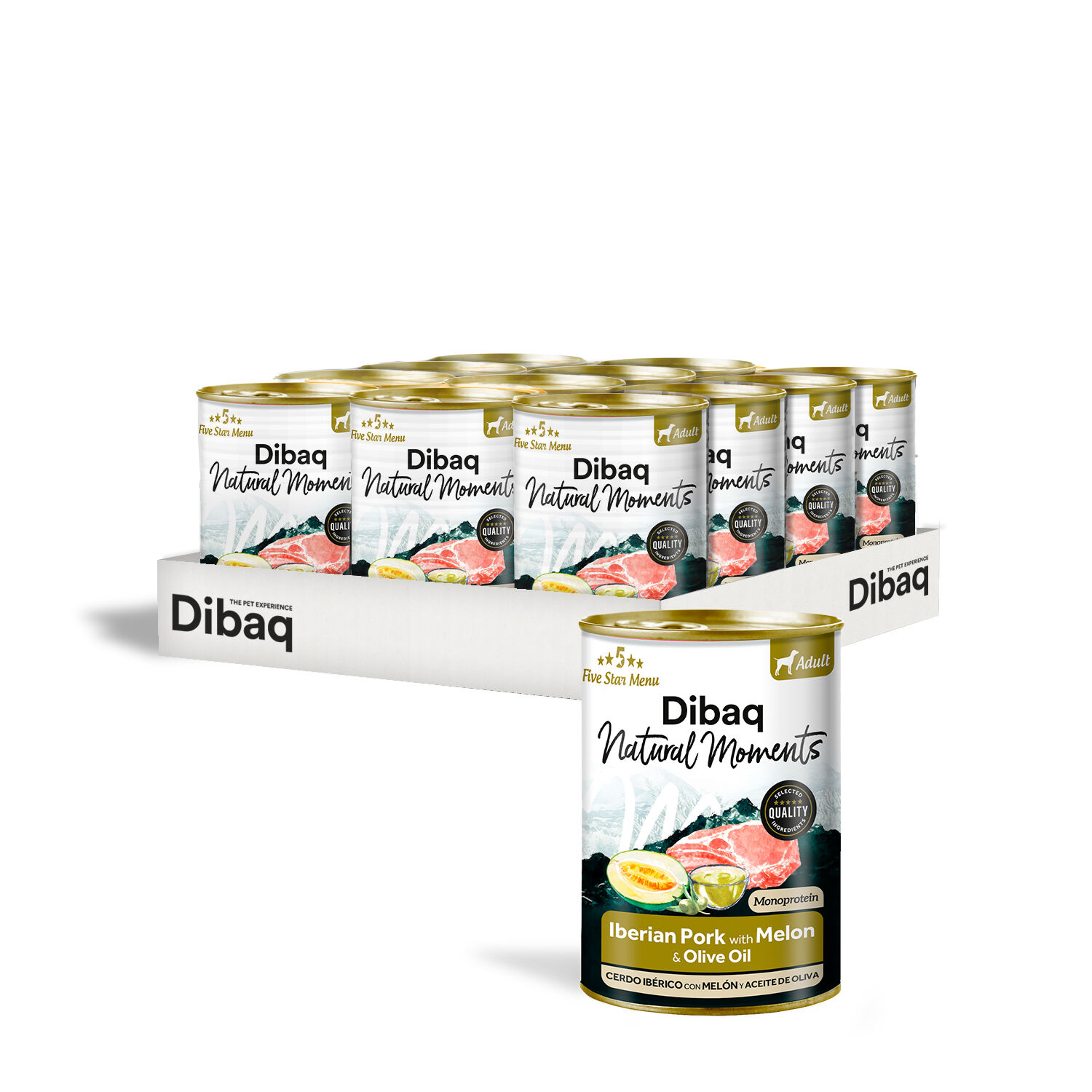 Dibaq Natural Moments Adulto Cerdo Ib&eacute;rico con Mel&oacute;n, 12 latas x 380gr, , large Imagen numero 3