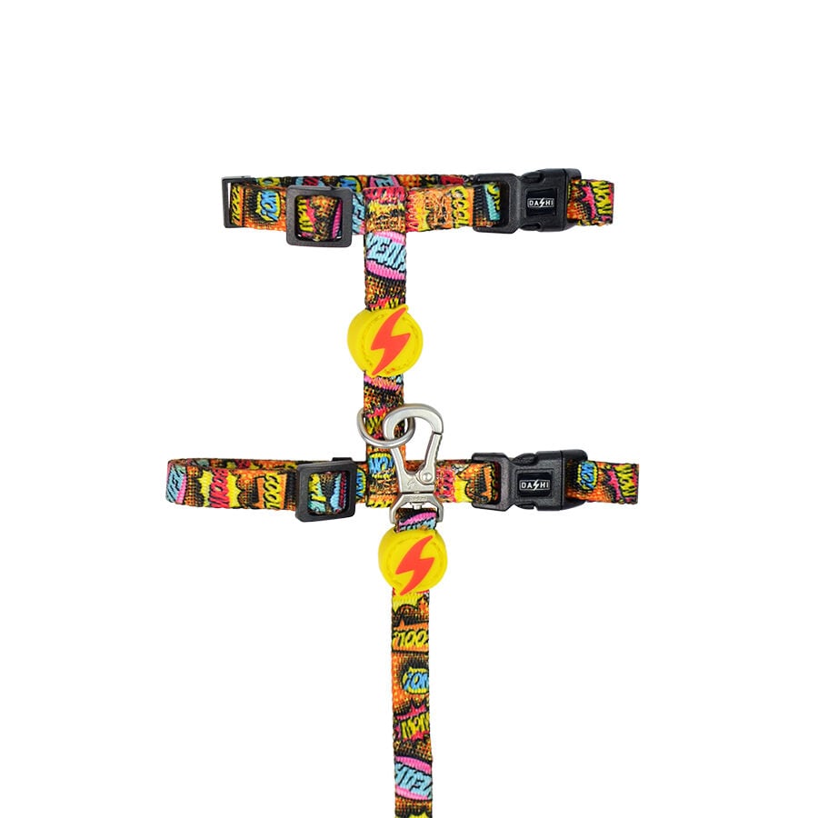 Dashi boom arnés con correa multicolor para gatos