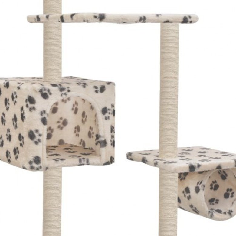 Rascador con poste de sisal color Beige Huellas, , large image number null