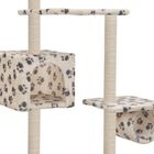 Rascador con poste de sisal color Beige Huellas, , large image number null