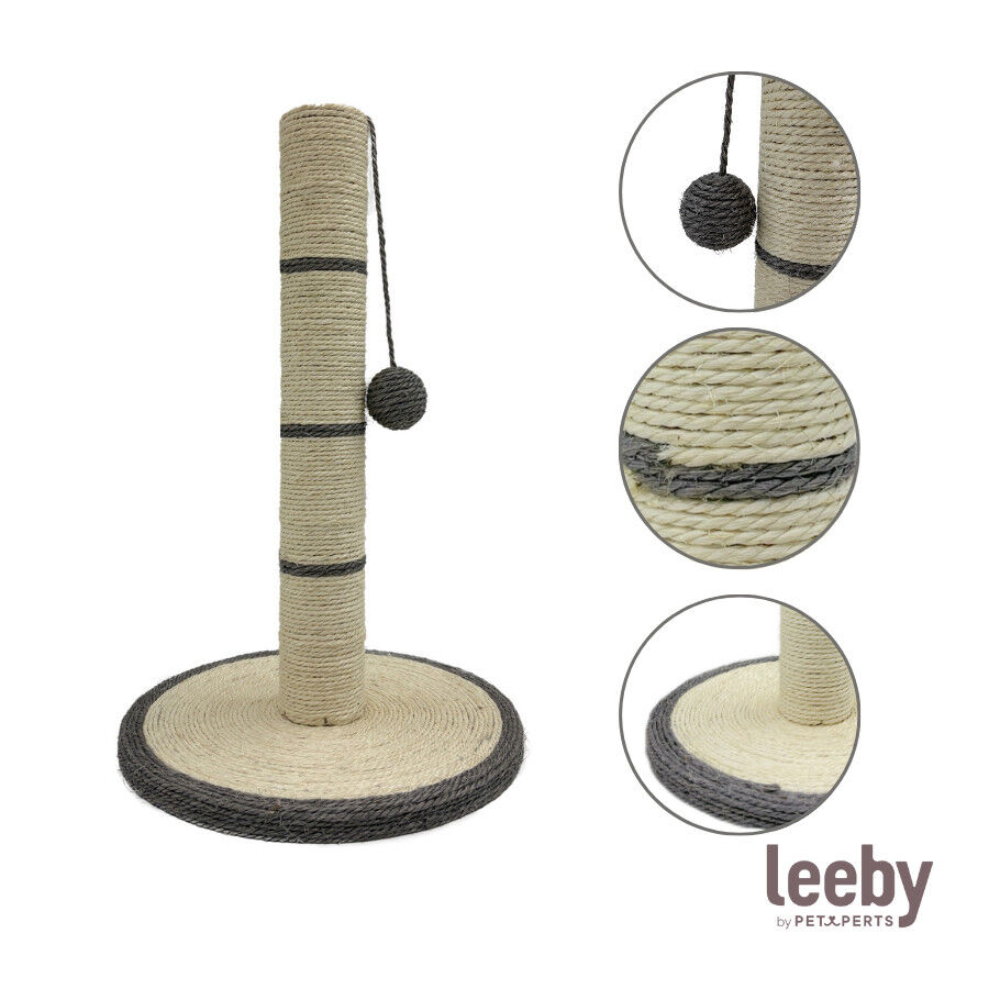 Leeby Isidoro rascador de sisal con juguete gris para gatos thumbnail