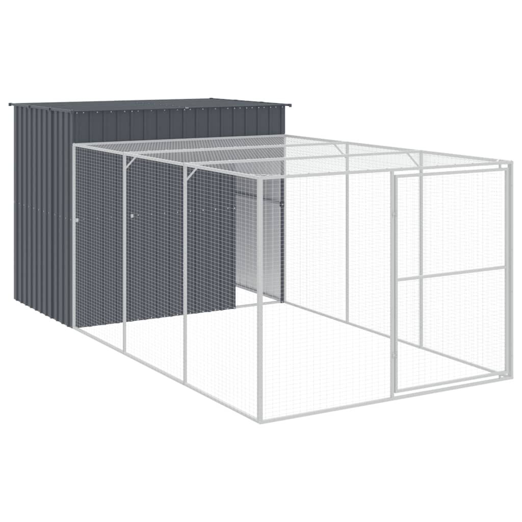 vidaXL Caseta perros con corral acero galvanizado gris 214x1069x181 cm, , large Imagen numero 23