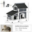 PawHut Caseta para Gatos de Madera con Macetero 96x65x85,5 cm Casa para Gatos Refugio para Gatos de 2 Niveles con Techo Asfáltico Ventana y Múltiples Entradas Gris., , large indicador imagen numero 3
