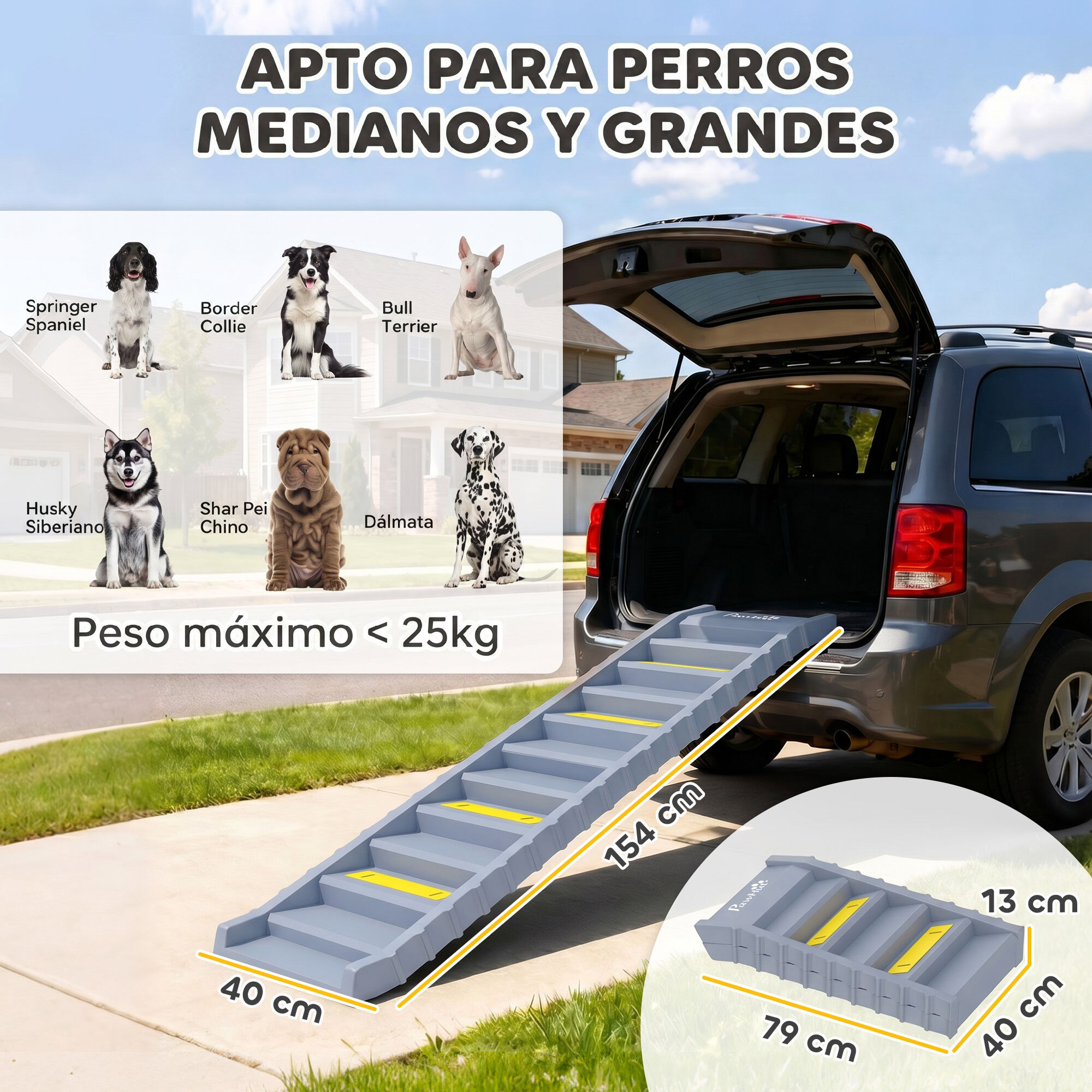 PawHut Rampa para Perro Gris, , large Imagen numero 3