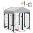 Pawhut Perrera de Exterior con Techo 120x120x138 cm Jaula para Perros Parque para Mascotas con Malla de Metal y Puerta con Cerradura para Jardín Patio Plata., , large image number null