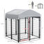Pawhut Perrera de Exterior con Techo 120x120x138 cm Jaula para Perros Parque para Mascotas con Malla de Metal y Puerta con Cerradura para Jardín Patio Plata., , large indicador imagen numero 3