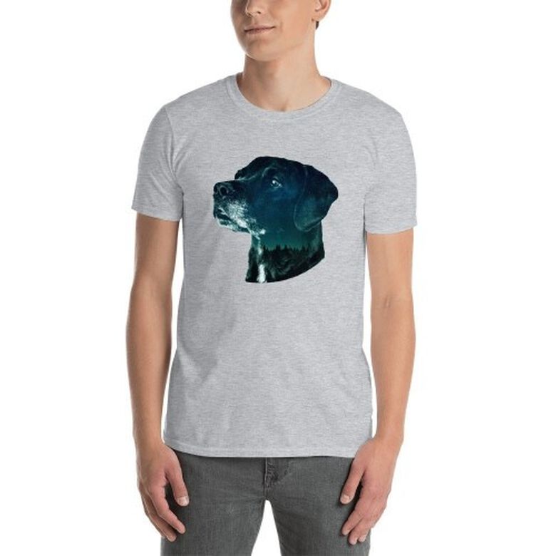 Mascochula camiseta hombre noche estrellada personalizada con tu mascota gris thumbnail