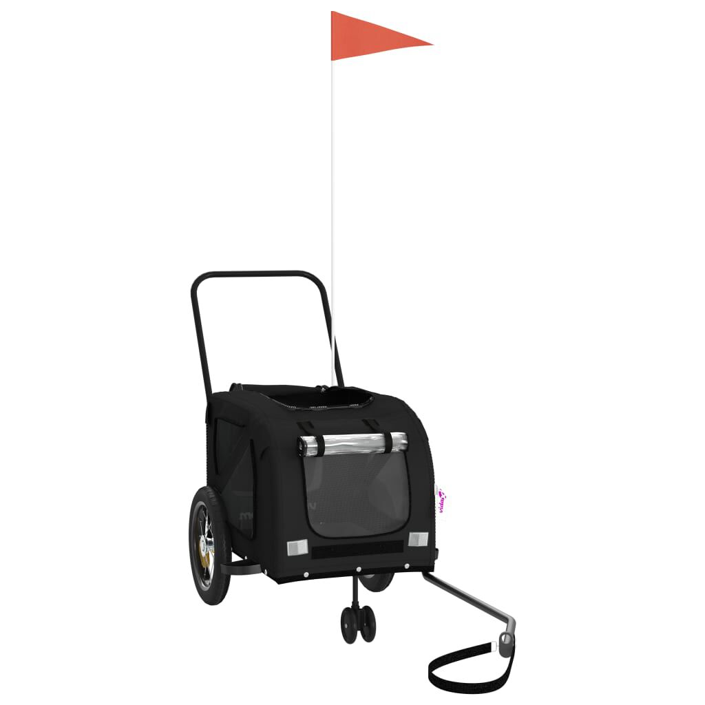 vidaXL Remolque de bicicleta mascotas hierro tela Oxford negro, , large Imagen numero 2