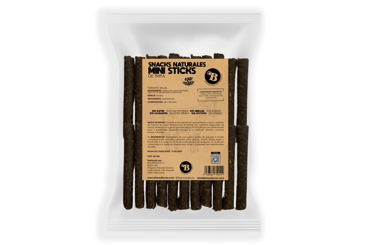 BIMORDISCOS Mini Barritas para Perros y Gatos - Tripa de Ternera, , large Imagen numero 1