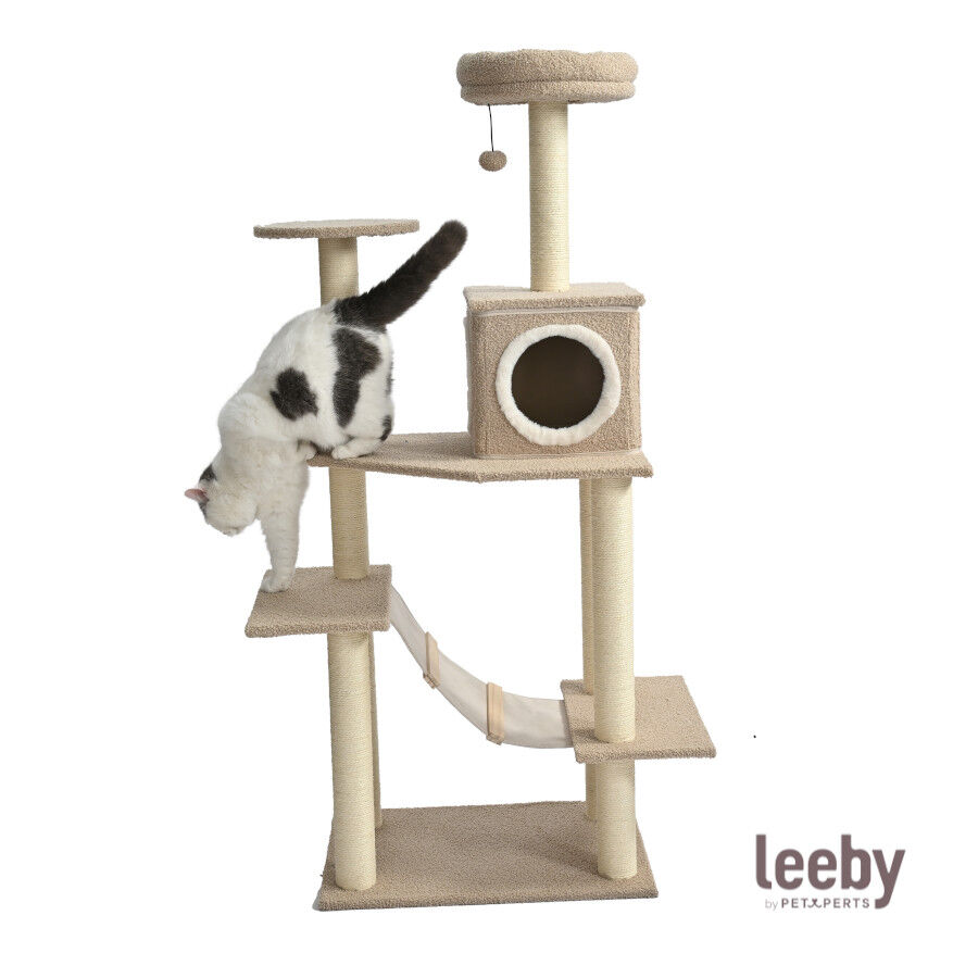 Leeby Boucle Collection &Aacute;rbol rascador con cama nido y puente para gatos, , large Imagen numero 2