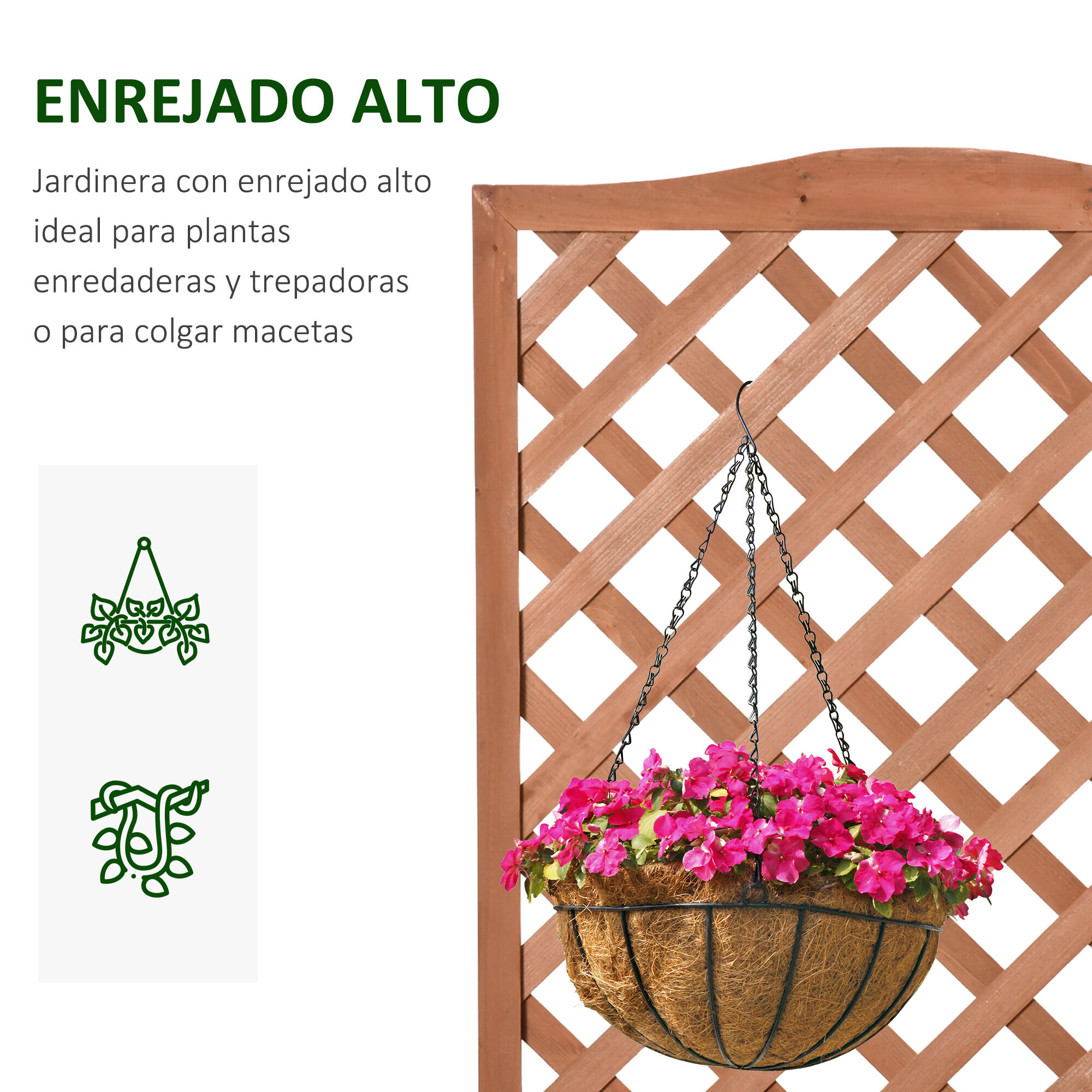 Outsunny Jardinera con Enrejado de Madera Maciza para jard&iacute;n, , large Imagen numero 5