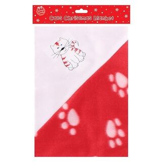 Manta con estampado de huellas para gatos o perros color Rojo y blanco