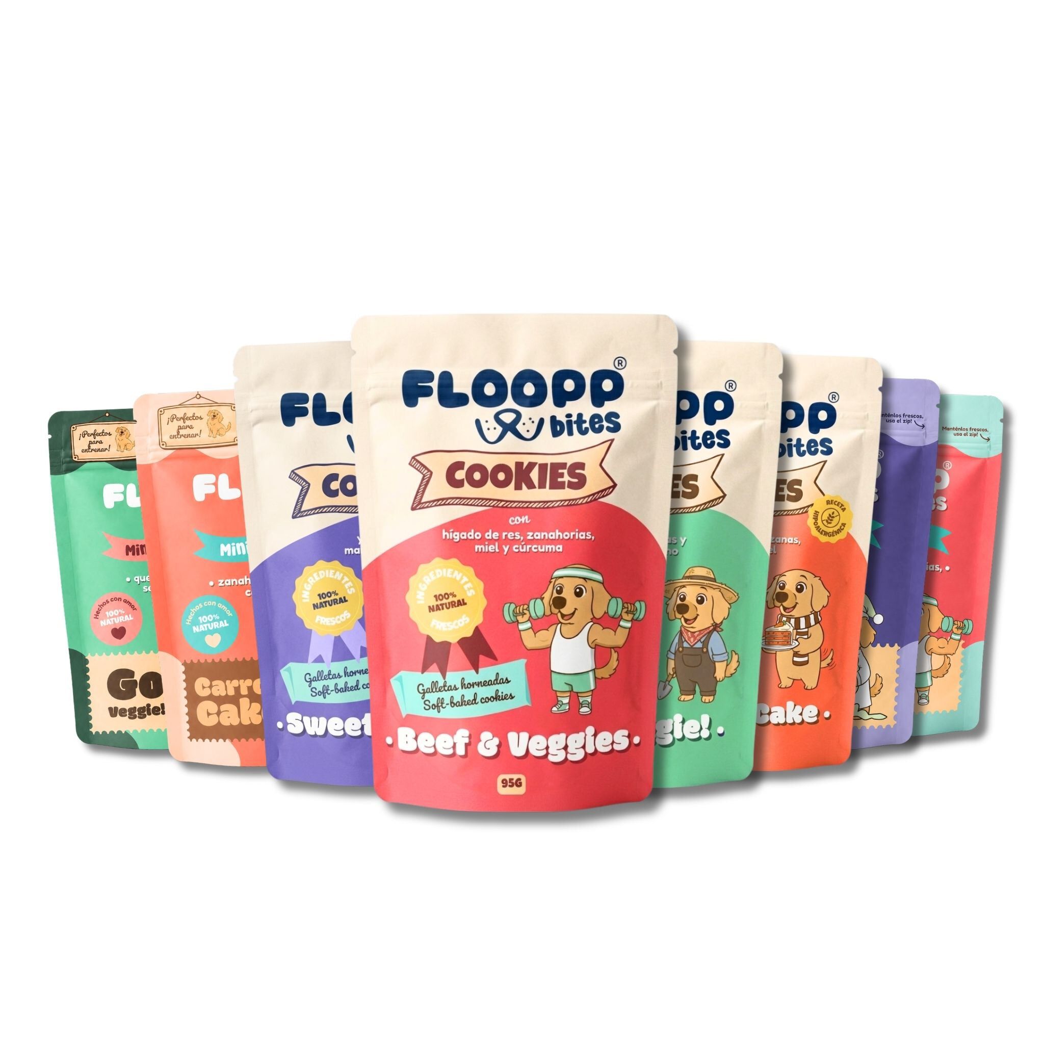 Floopp Bites Mix Pack &ndash; Snacks Naturales para Perros &ndash; 8 Bolsas, 680 g, , large Imagen numero 1