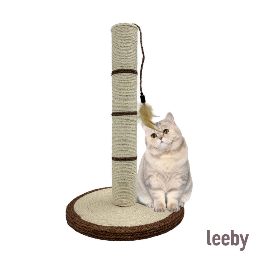 Leeby Isidoro rascador de sisal con juguete marron para gatos thumbnail
