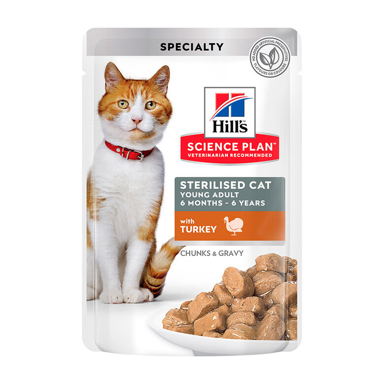 Hill’s Science Plan Sterilised Young Adult Pavo Sobre en Salsa para gatos, , large image number null