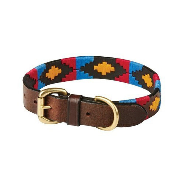 Collar Polo de cuero para perro color Marrón Cowdray/Rosa/Azul/Amarillo, , large image number null