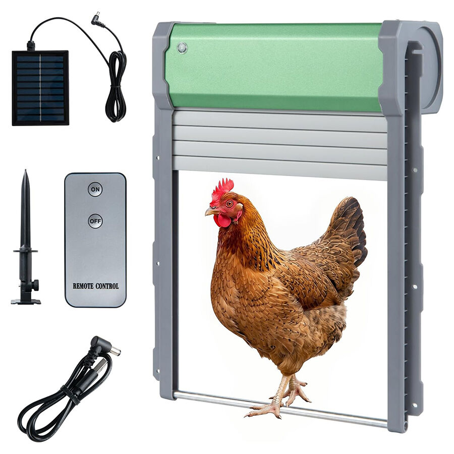 COSTWAY Puerta Gallinero Autom&aacute;tica Solar, Abridor de Puerta para Pollos con Mando a Distancia de 40 m, Sensor de Luz, 4 Modos de Trabajo, Temporizador, Cargador USB, Funci&oacute;n Antipellizco, , large Imagen numero 1