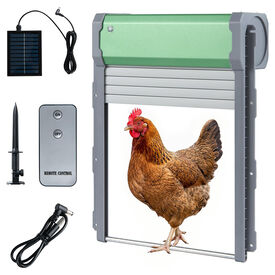 COSTWAY Puerta Gallinero Autom&aacute;tica Solar, Abridor de Puerta para Pollos con Mando a Distancia de 40 m, Sensor de Luz, 4 Modos de Trabajo, Temporizador, Cargador USB, Funci&oacute;n Antipellizco