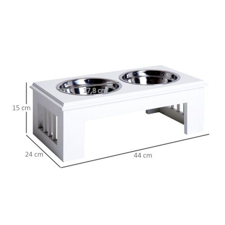 Pawhut comedero elevado doble blanco para perros, , large image number null