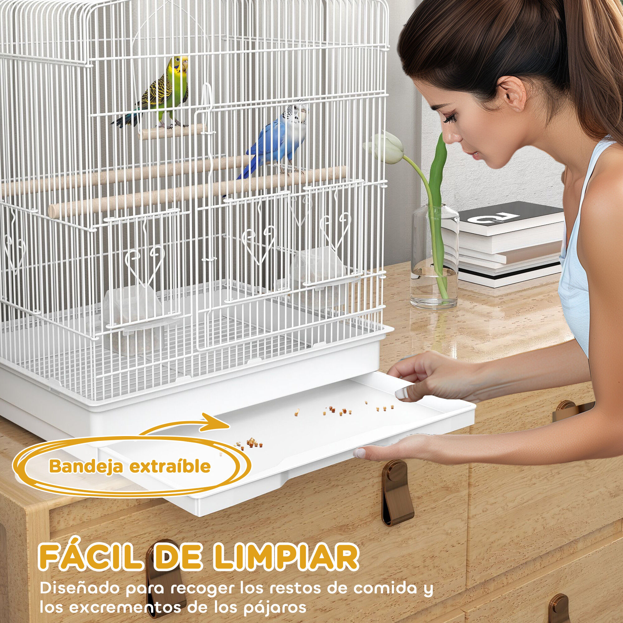 PawHut Jaula para P&aacute;jaros Blanco, , large Imagen numero 5