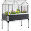 Outsunny Huerto Urbano Elevado 113,5x61x128,5 cm con Cubierta de Policarbonato con Techos Abatibles y Ventanas Correderas Marco de Aluminio y PVC para Plantas Flores Gris, , large indicador imagen numero 1