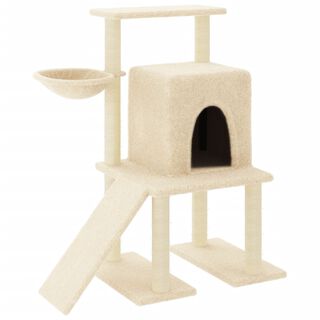 VidaXL Rascador con postes de sisal y escalera crema para gatos