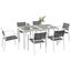Outsunny Conjunto de Comedor de Exterior Juego de Comedor de Jardín de 7 Piezas con 1 Mesa y 6 Sillas Apilables Estilo Moderno para Terraza Patio Blanco y Gris, , large indicador imagen numero 1