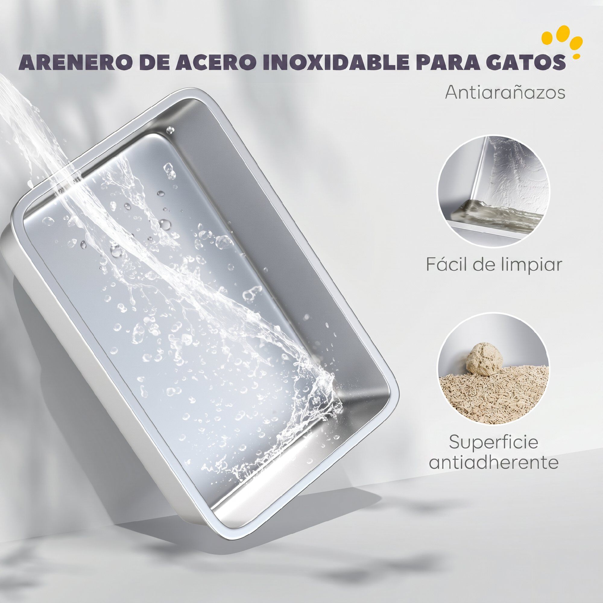 PawHut Arenero para Gato Gris Claro, , large Imagen numero 4