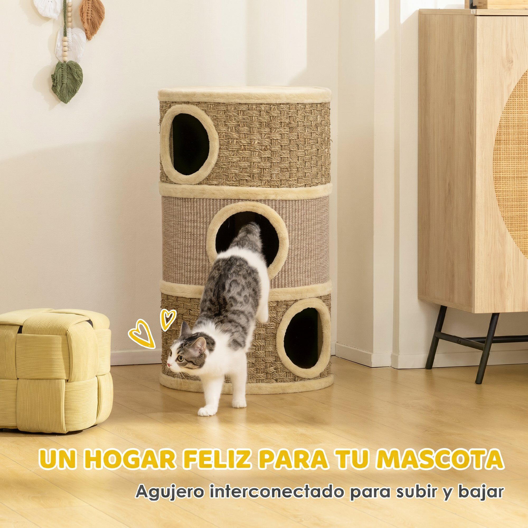PawHut Barril Rascador Caqui y Caf&eacute;, , large Imagen numero 9