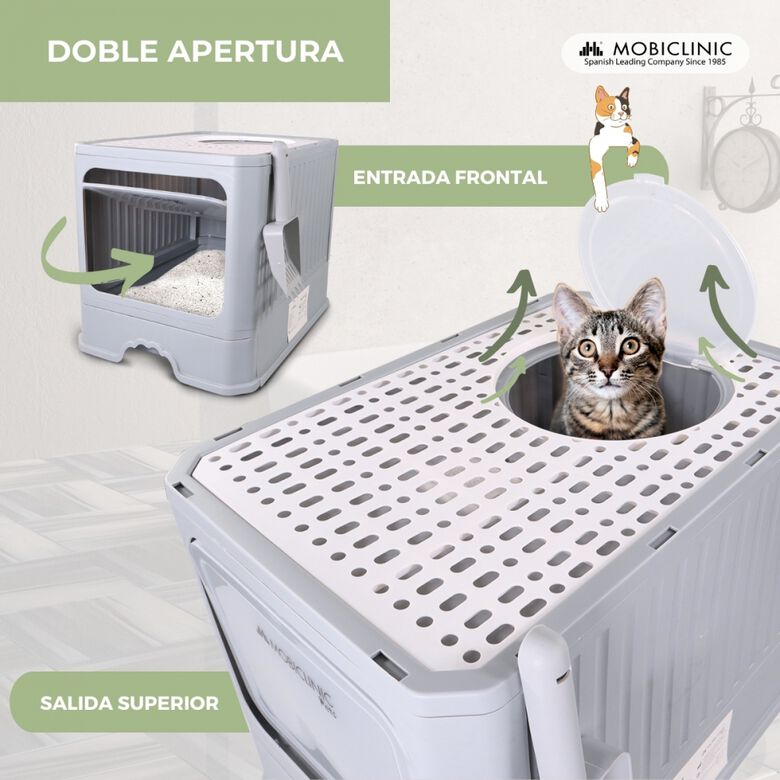 Mobiclinic Mobiclinic Arenero cerrado CatBox con Cepillo Estable Cómodo para Gatos thumbnail