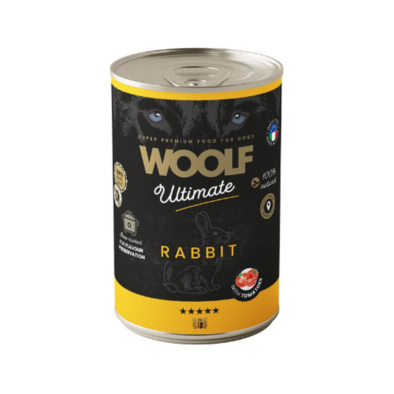 Bandeja 6 Latas Paté para Perro - Woolf Ultimate Húmedo Conejo 400gr