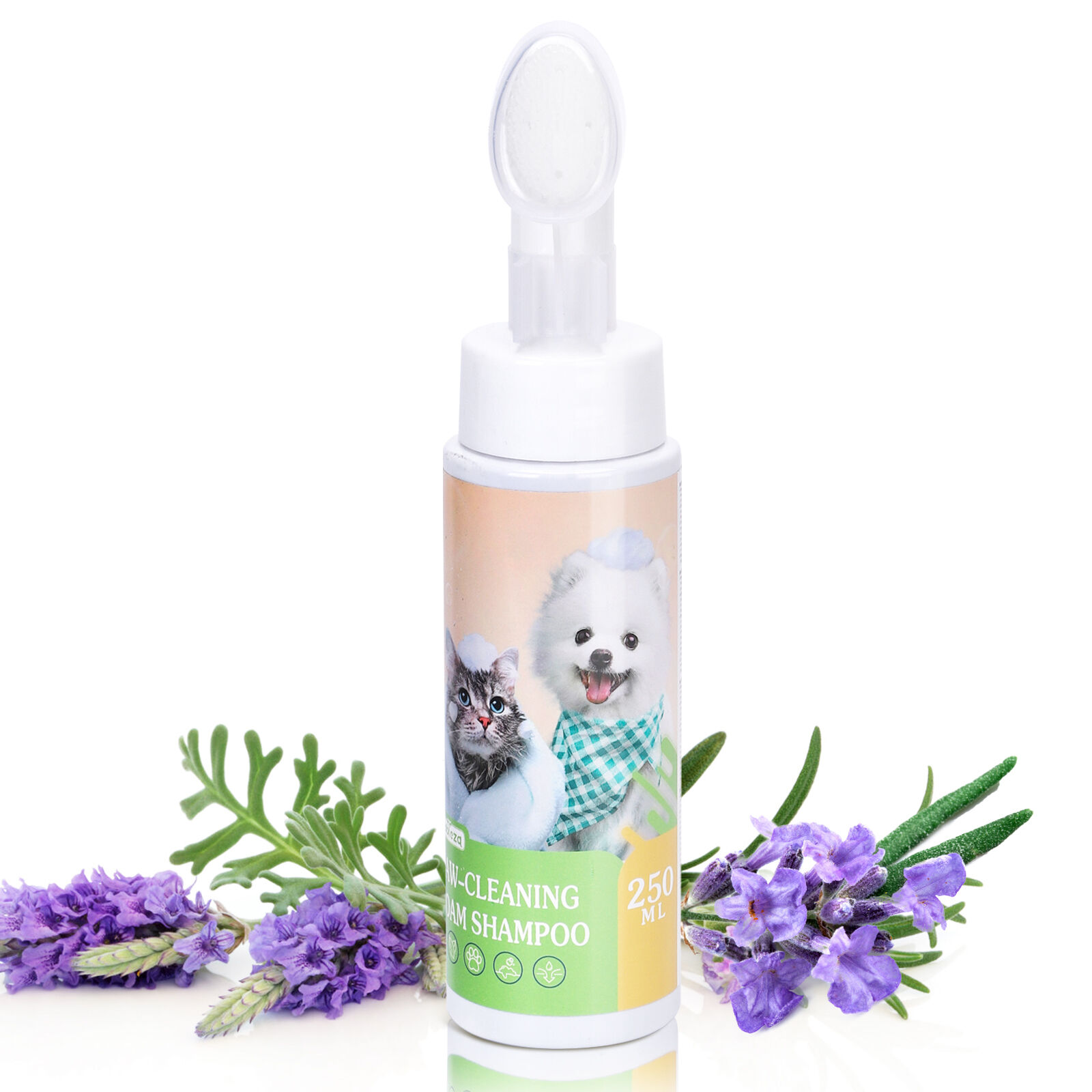 Nobleza Champ&uacute; Espuma de Lavado en Seco para Perros y Gatos y Conejo ,Despu&eacute;s de Pasear Al Perro, Antes de Irse a la Cama,Hipoalerg&eacute;nico Champ&uacute; de Lavanda Con Cepillo(250ml), , large Imagen numero 1