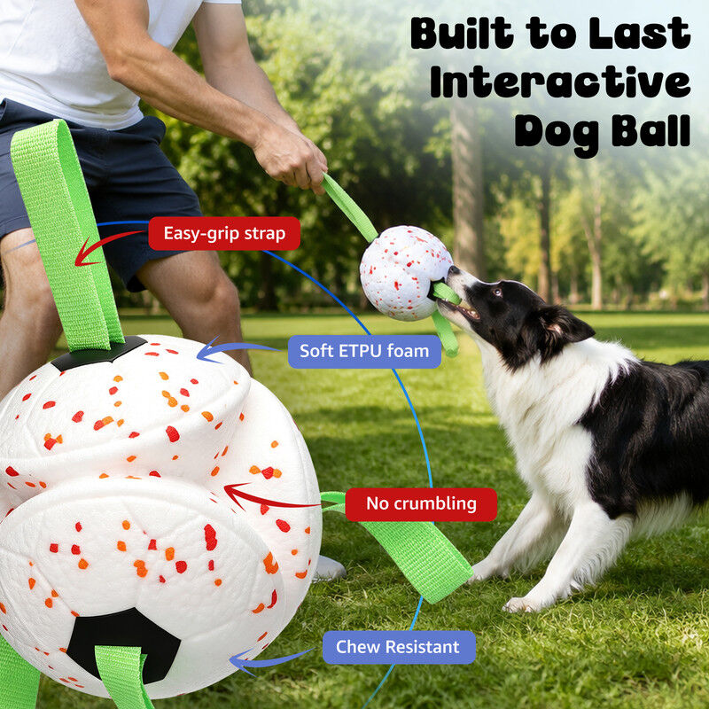 Nobleza Pelota Interactiva para Perros Medianos y Grandes (15 cm) - Juguete Resistente de Goma Flotante con Asas para Tirar y Morder, Pelota El&aacute;stica e Indestructible para Agua, Parque y Entrenamiento, , large Imagen numero 3