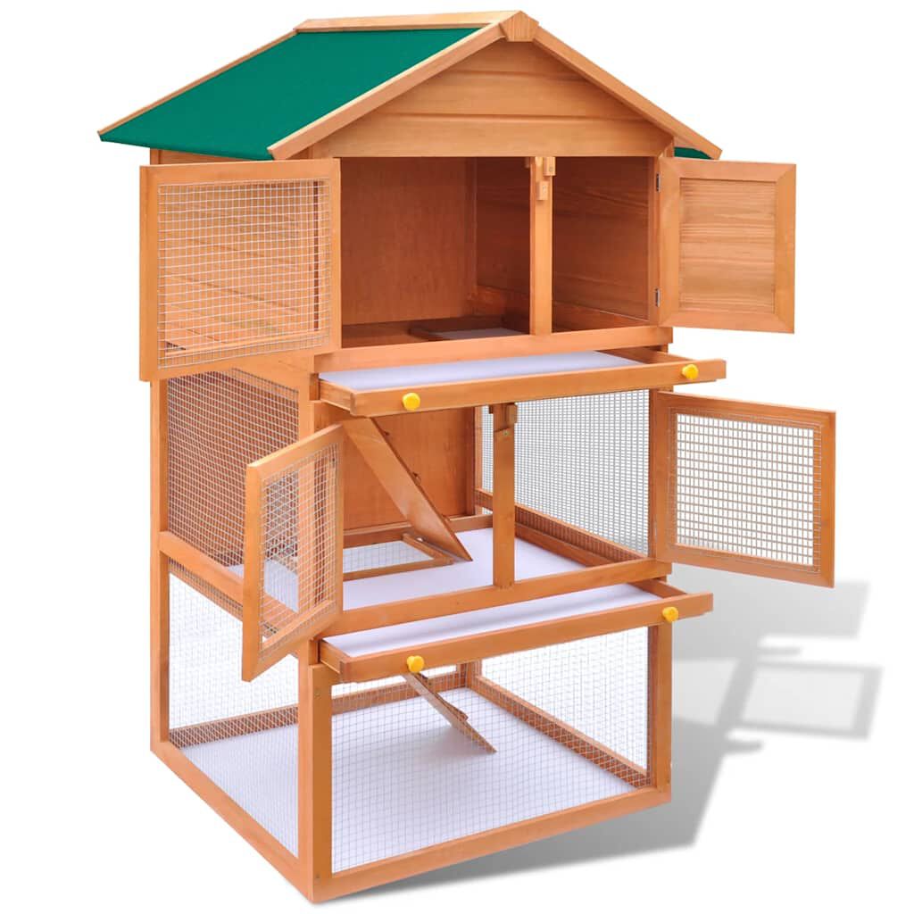 vidaXL Jaula de madera para conejos de exterior, 3 niveles, , large Imagen numero 4