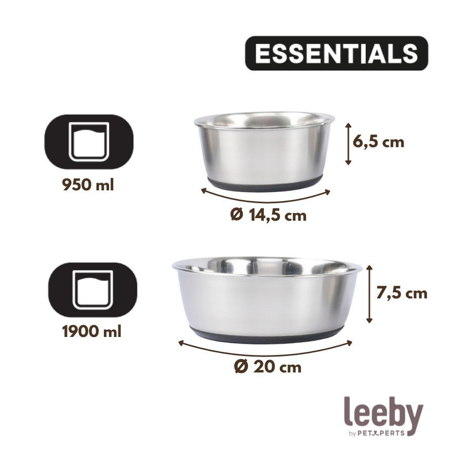 Leeby Comedero Acero Inoxidable con Base Goma para perros y gatos, , large Imagen numero 5