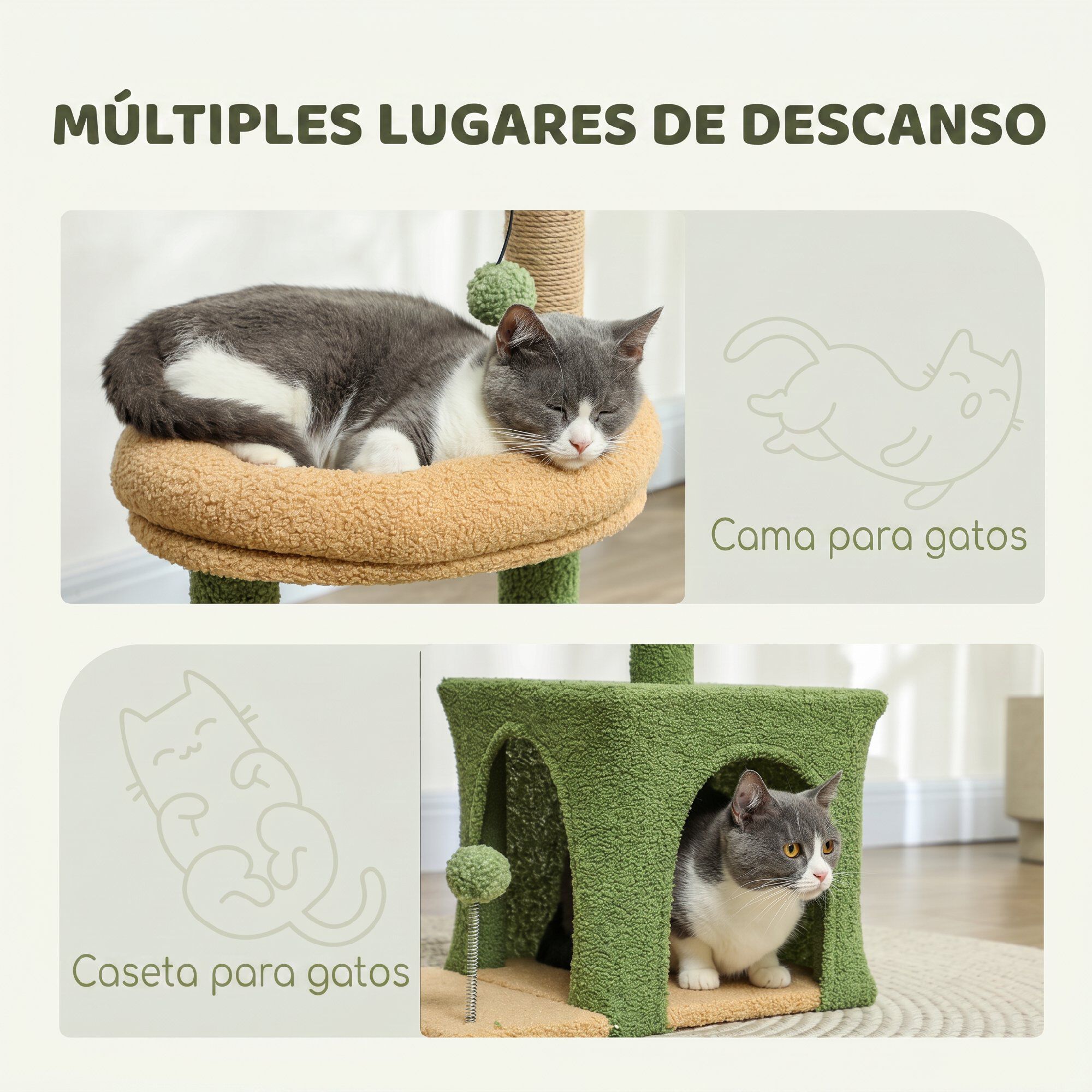 PawHut &Aacute;rbol para Gato Verde, , large Imagen numero 5