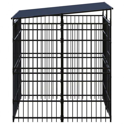 Vidaxl perrera con malla alrededor negra para perros, , large Imagen numero 14