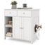 COSTWAY Recinto para Caja de Arena para Gatos, Mueble Lateral para Lavado Oculto de Gatos de Madera con 2 Cajones, Puertas Dobles, Estantes Abiertos, Dispositivos Antivuelco, Muebles Modernos para Gatos, , large indicador imagen numero 4