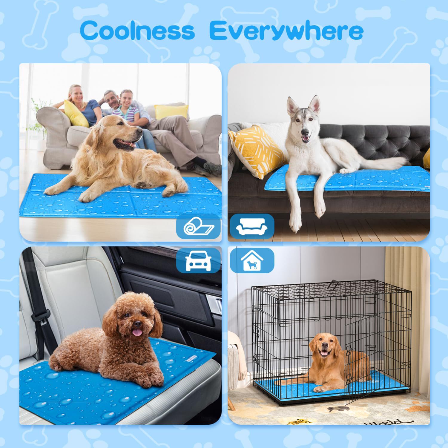 Nobleza Alfombrilla Refrescante para Mascotas &ndash; Gel Auto-refrigerante No T&oacute;xico, Estampado de Gotas Azules, Ideal para Perros y Gatos &ndash; Tama&ntilde;o: 120x80 cm, , large Imagen numero 5