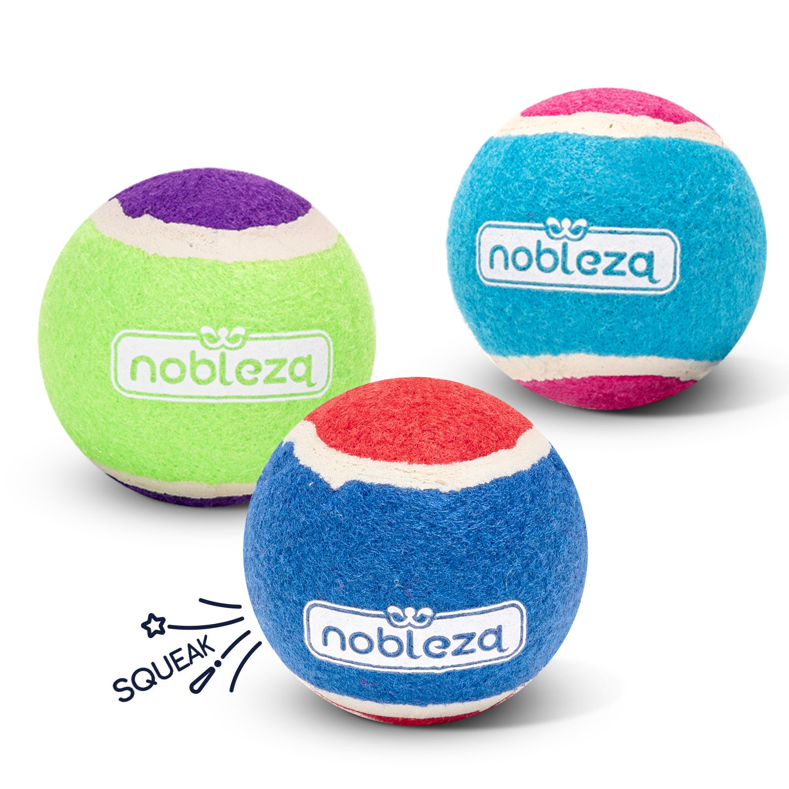 Nobleza Pelota Perro, Pelota Juguetes para Perros con Sonido, 3 Pelotas Perro de Goma Natural, Botan Pelotas Perro Tenis, Compatible con el Lanzador, 6.4 cm/3 Unidad, , large Imagen numero 1