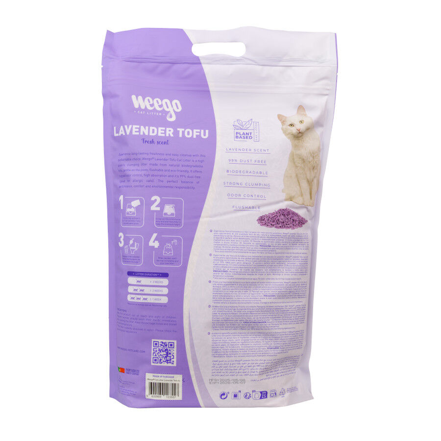 18 L Weego Lavender Tofu Arena aglomerante para gatos, , large Imagen numero 5