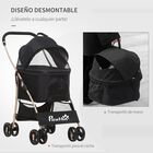 PawHut 3 en 1 Cochecito para Mascotas Carrito para Perros y Gatos Desmontable Bolsa de Transporte Plegable con Cesta de Almacenaje y Frenos Tela Oxford 600D Carga 15 kg 82x49,5x98 cm Negro., , large image number null