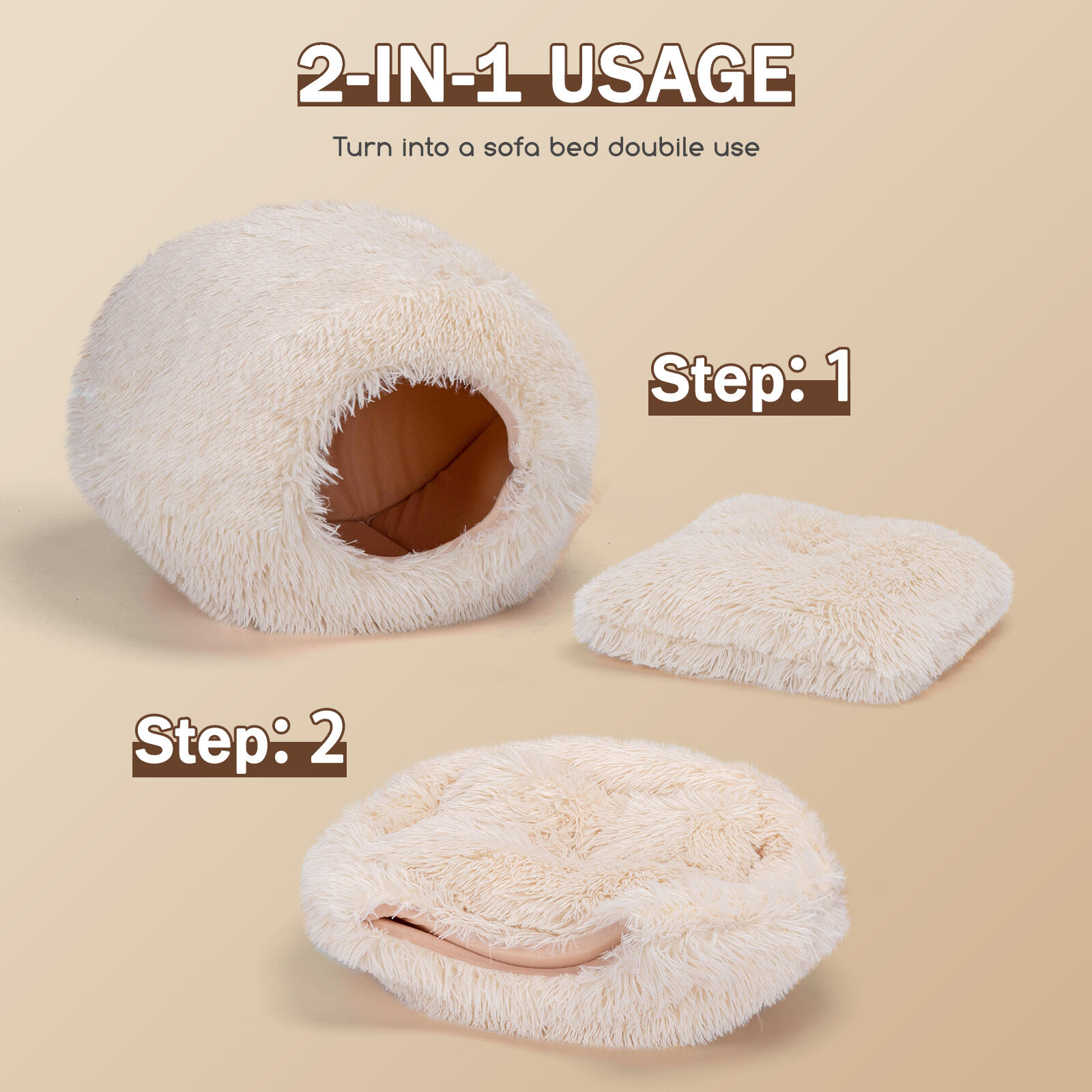 Nobleza - Camas para Gatos,  Carpa para Gatos de con Protecci&oacute;n contra el Fr&iacute;o con Coj&iacute;n Desenfundable y Extra&iacute;ble, Cama para Gatos Semiabierta para Mascotas peque&ntilde;as y Medianas, 47&times;46&times;36cm, , large Imagen numero 5