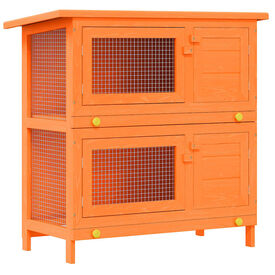 vidaXL Jaula de madera para conejos peque&ntilde;os de exterior con 4 puertas