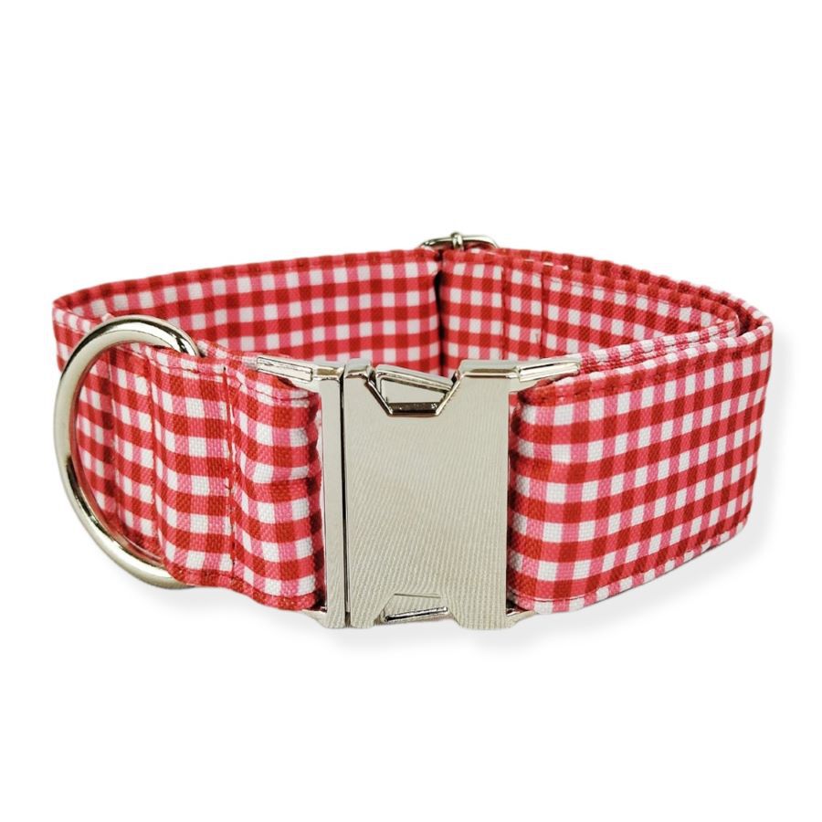 Collar para perro "Vichy red" T.M/hebilla met&aacute;lica/ Color rojo, , large Imagen numero 1