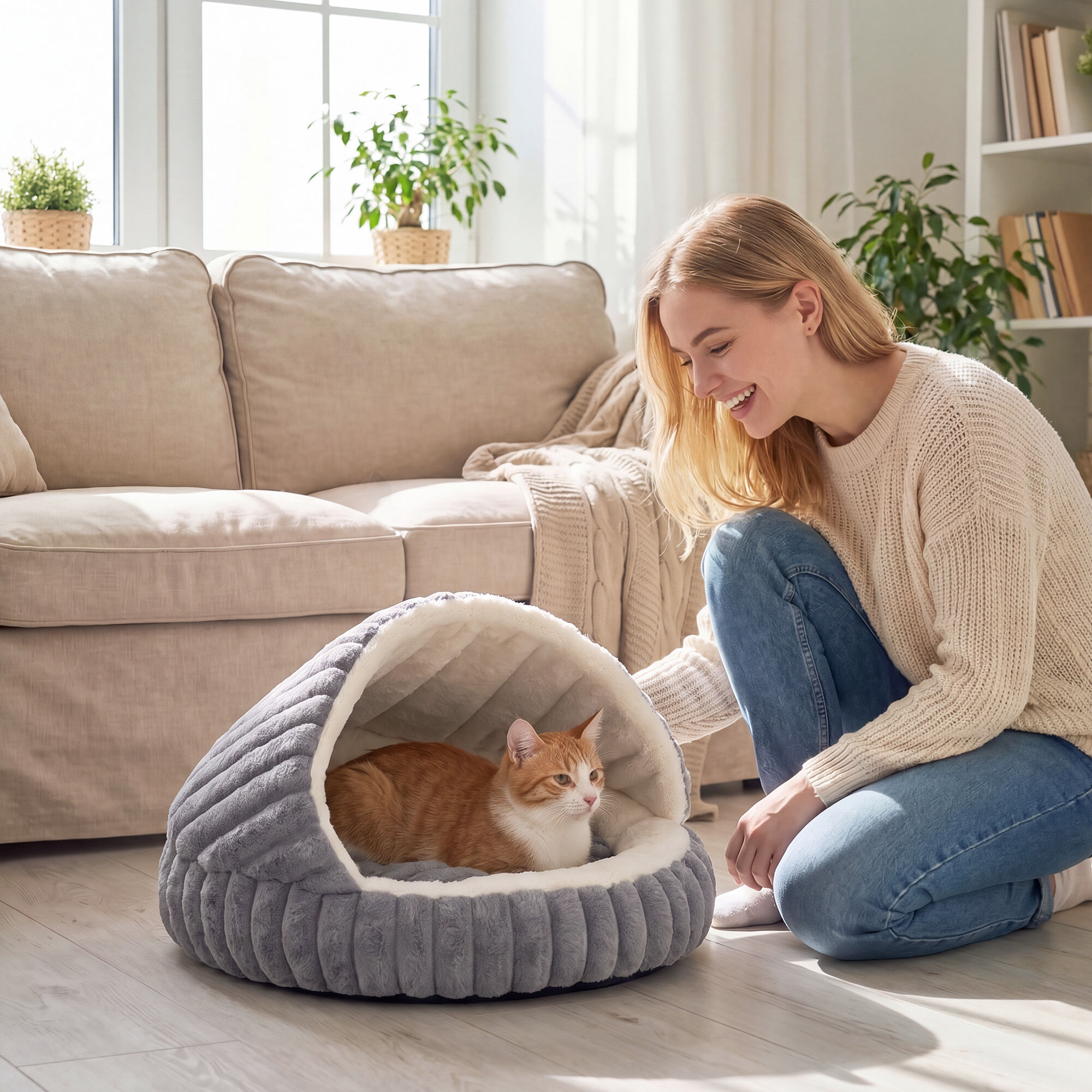 PawHut Cama para Gato Gris, , large Imagen numero 2