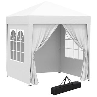 Outsunny Carpa Plegable Gazebo para Exterior Terraza Camping Fiestas Blanco