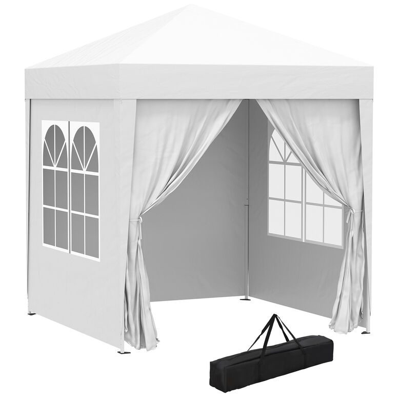 Outsunny Carpa Plegable Gazebo para Exterior Terraza Camping Fiestas Blanco thumbnail