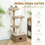 PawHut Árbol Rascador para Gatos Altura 133 cm Árbol para Gatos Torre para Gatos con Nido Plataformas Bola Colgante y Poste de Yute Café, , large indicador imagen numero 5